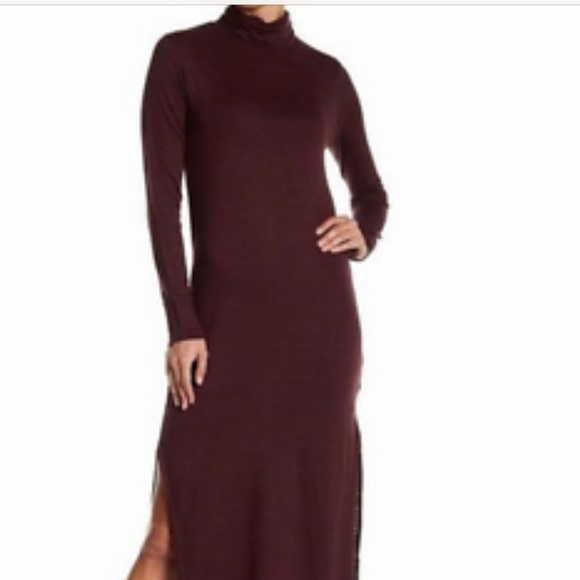 turtleneck maxi dress long sleeve